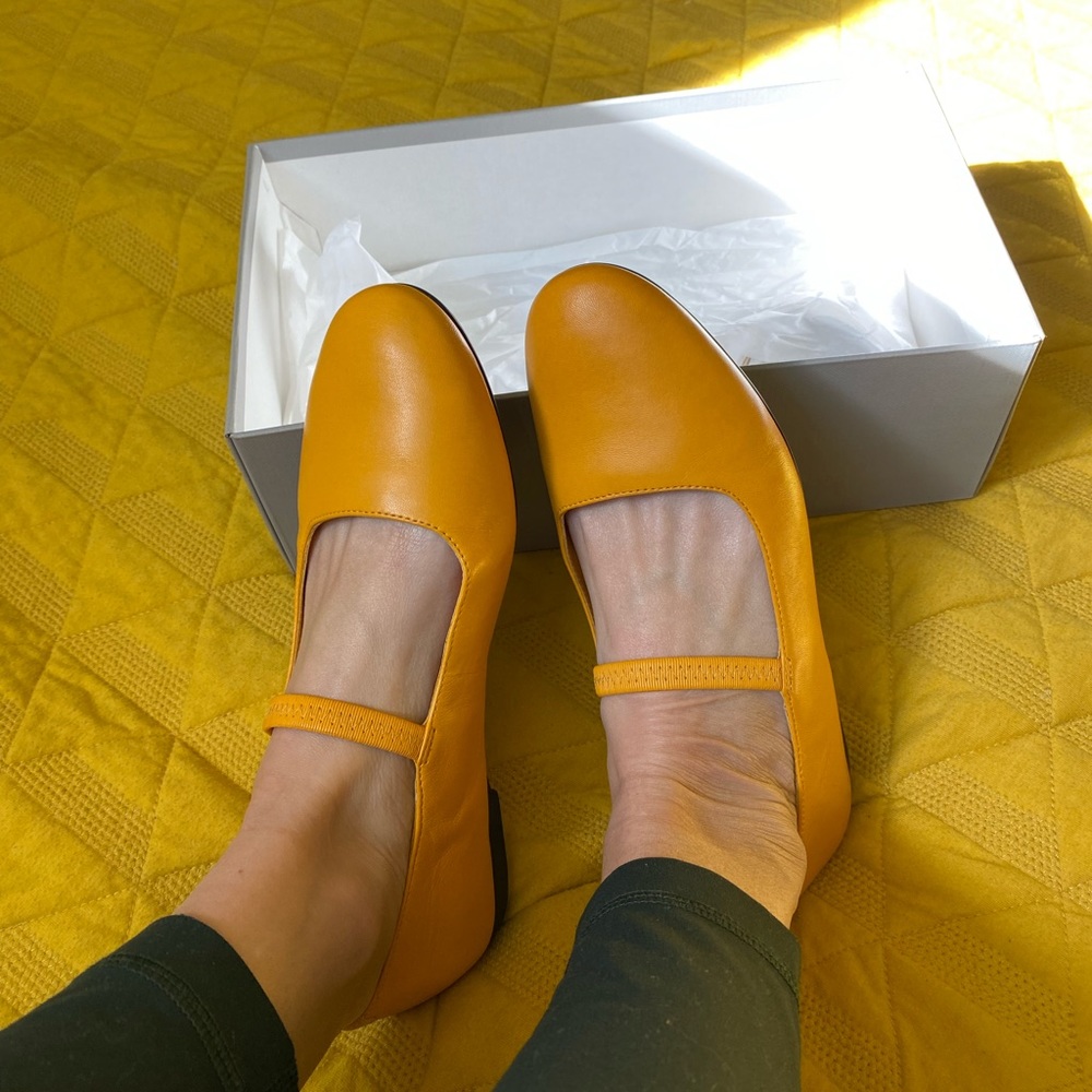 Everlane yellow leather Mary Jane